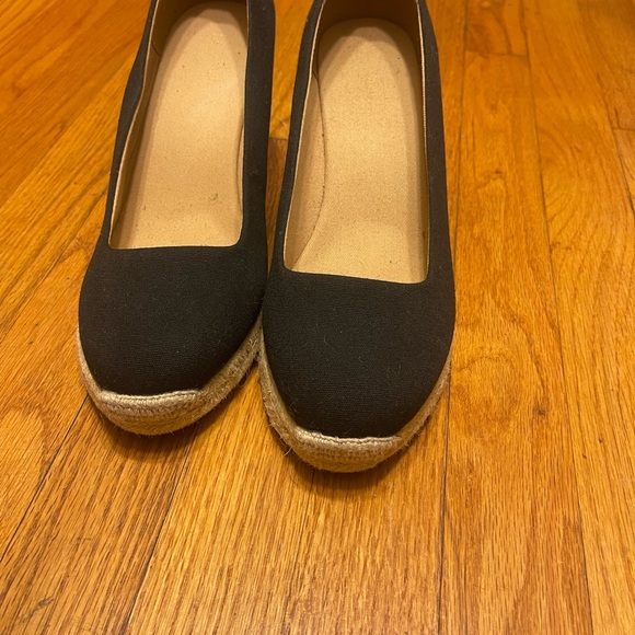 J. Crew Black Espadrille Wedge Shoes size 8.5 - Picture 6 of 11